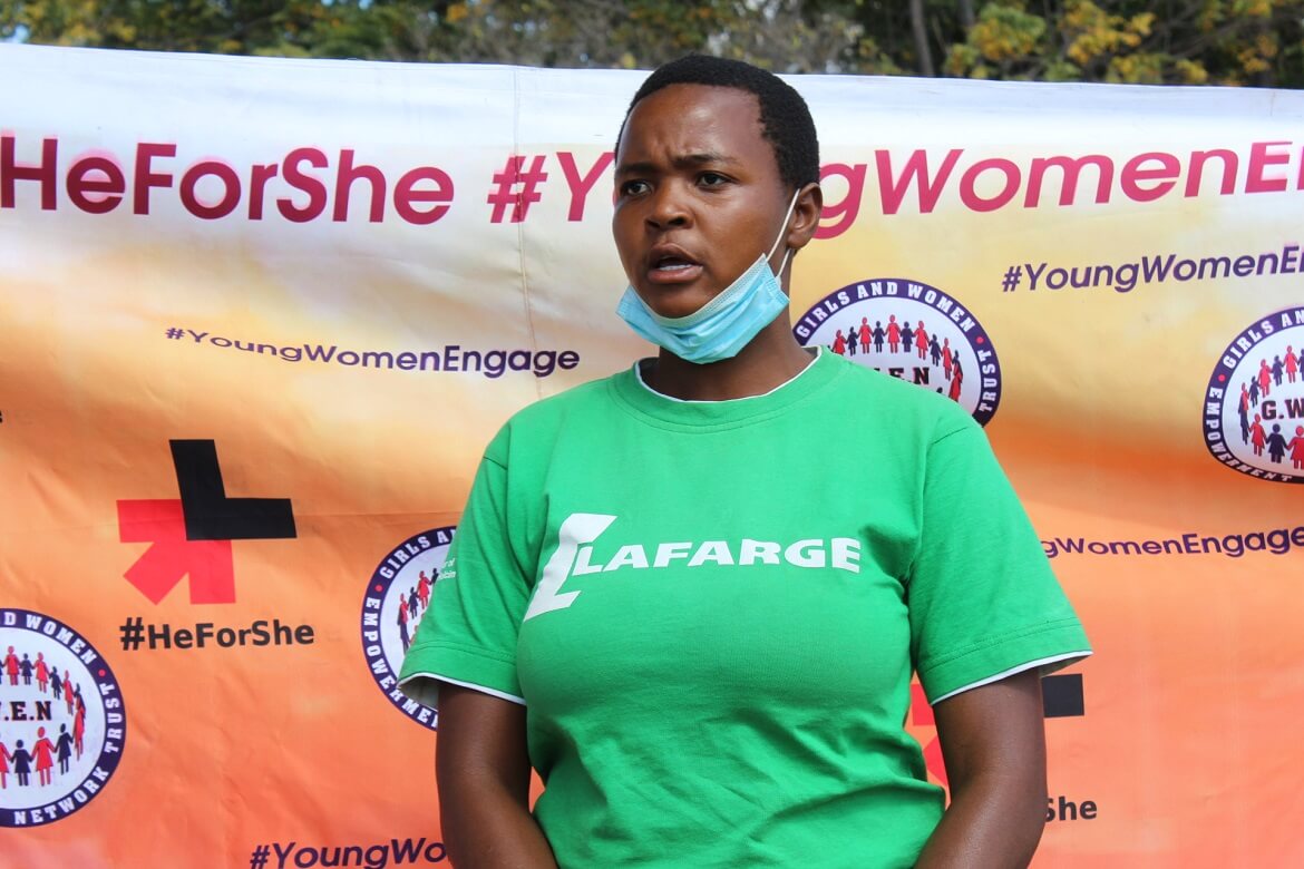 Young woman sharing her voice during a GWEN TRUST HeForShe activity